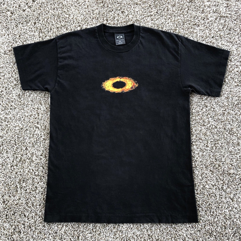 Vintage 90s Oakley Software Single Stitch T-Shirt Mens L Center Logo Flames RARE